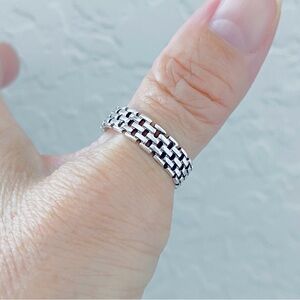 Sterling Silver Unisex Eternity Link Ring, Wedding Band, Silver Rings, Links